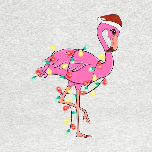 Flamingo Wrapped With Christmas Lights by Teewyld